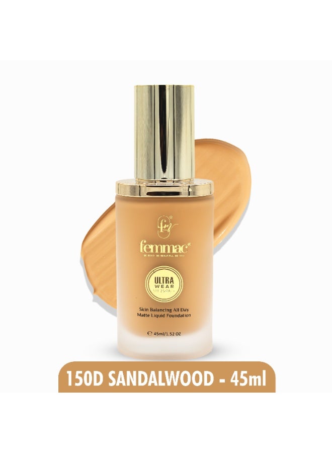FEMMAC Ultra Wear Matte Liquid Foundation – Long Lasting Full Coverage, Oil Control, Smooth Finish, Hydrating Formula with UV Filters & Jojoba Oil - Image 2